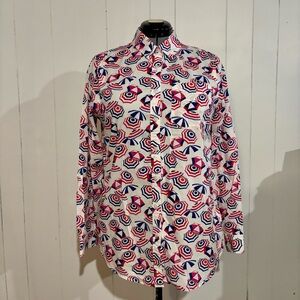 Lands' End Red and Blue Button Down Shirt